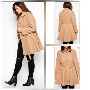 Asos Curve Fit and Flare Belted Wool Coat